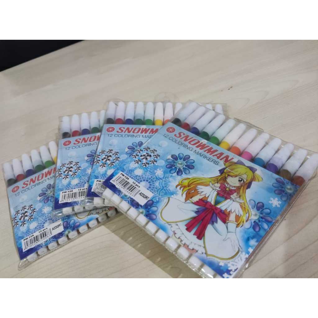 

CUCI GUDANG!!! SPIDOL SNOWMAN ISI 12 PCS SPIDOL WARNA WARNI MARKER PW-12A ORIGINAL