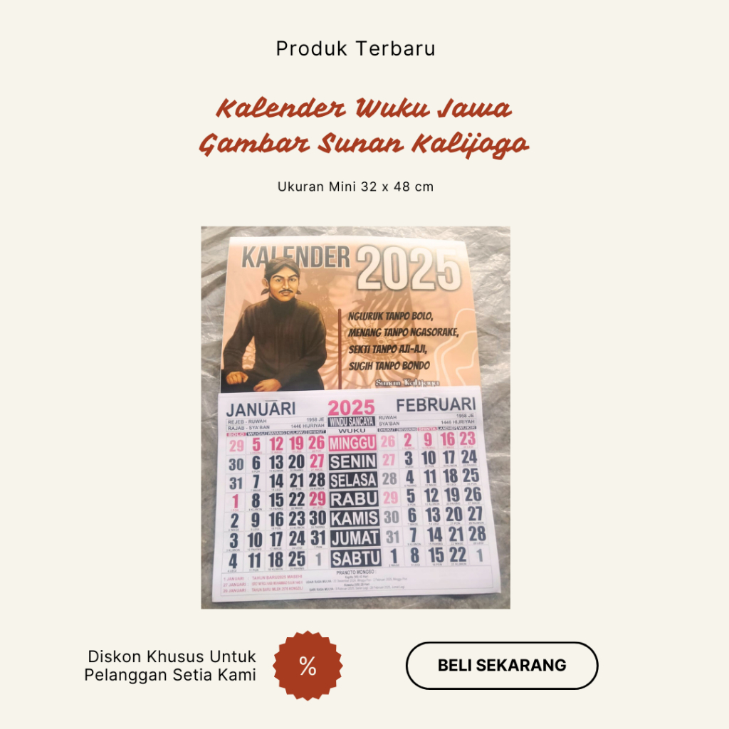 

Kalender Dinding 2025 Terbaru Wuku Jawa Gambar Sunan Kalijogo Ukuran Mini 32 x 48 Cm - Hiasan Dinding Calender Kalendar Calendar Kalijaga Kali Jogo Kali Jaga FATHIA DRESS CRINKLE Gamis Twill Rayon Premium ATANA SET SETELAN WANITA Hijab Voal Motif AZARA