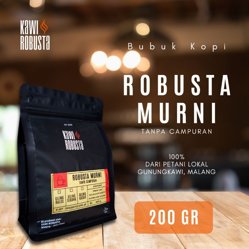 

Kawi Robusta kopi bubuk Robusta Murni Tanpa Campuran 200 GR giling halus kopi bubuk khas gunung kawi