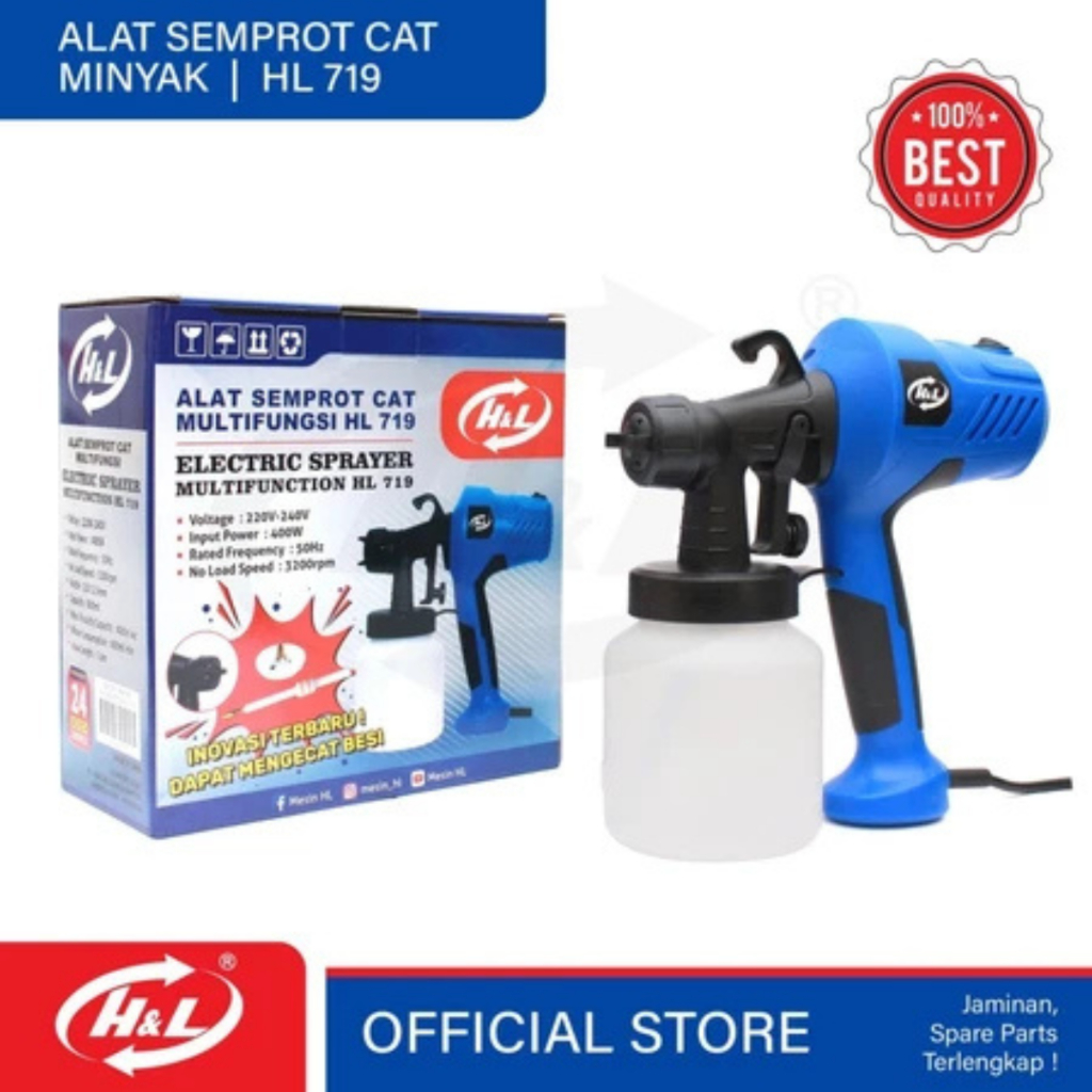 HL Electric Sprayer 719 Spray Gun Listrik Bisa Minyak / Alat Semprot Cat Minyak Elektrik H&L HL719