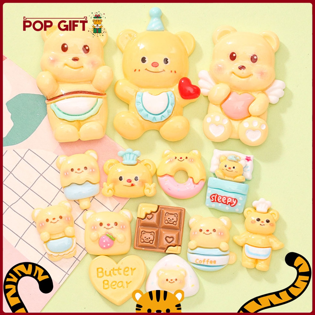 

PG Resin Clay Stiker DIY 3D Dekor Dompet Gantungan Kunci Aklirik Motif Butter Bear Mainan 3D-020