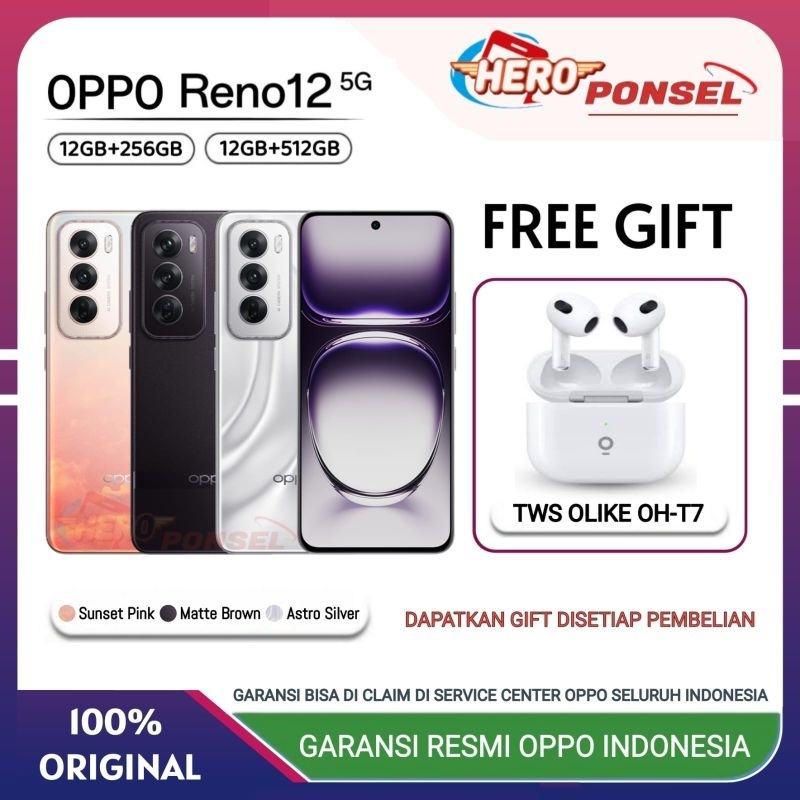 OPPO RENO 12 5G RAM 12/256GB | OPPO RENO12 5G RAM 12/512GB GARANSI RESMI OPPO INDONESIA