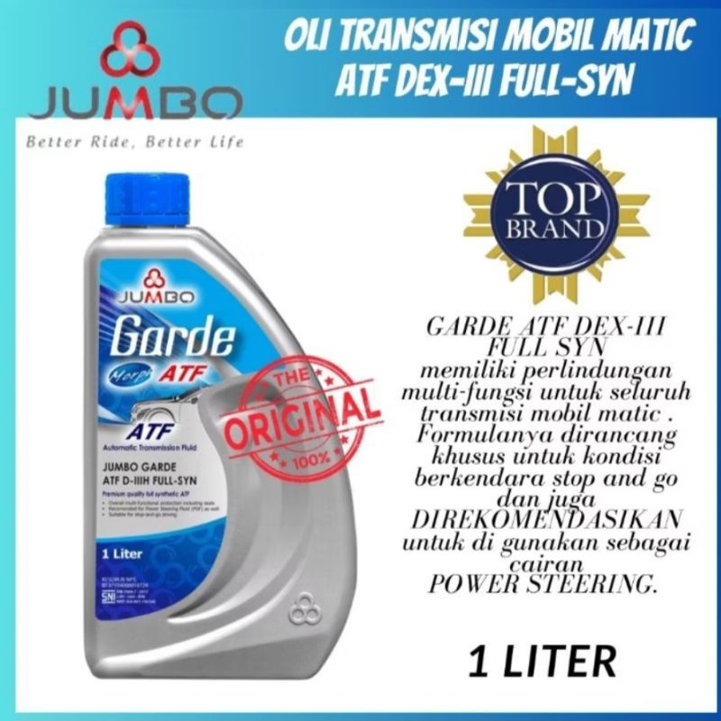 Oli Transmisi Power Steering Mobil Matic Jumbo Garde ATF D-III Full Sintetik kemasan 1L