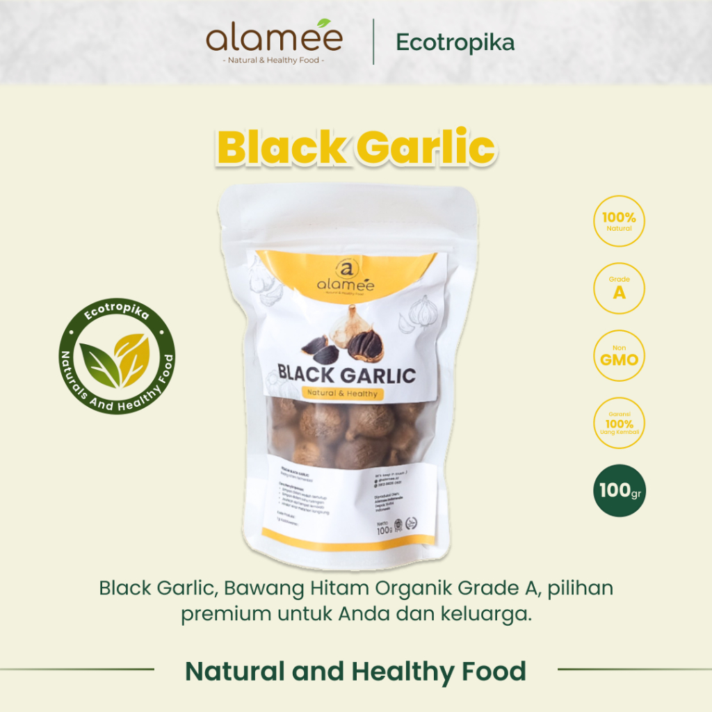 

Black Garlic Bawang Hitam Tunggal Herbal Premium Lanang Alami Natural Asli 100gram