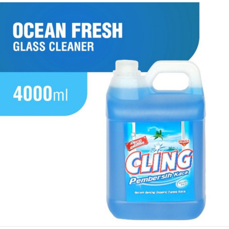 Cling Cairan Pembersih Kaca Biru 4 L