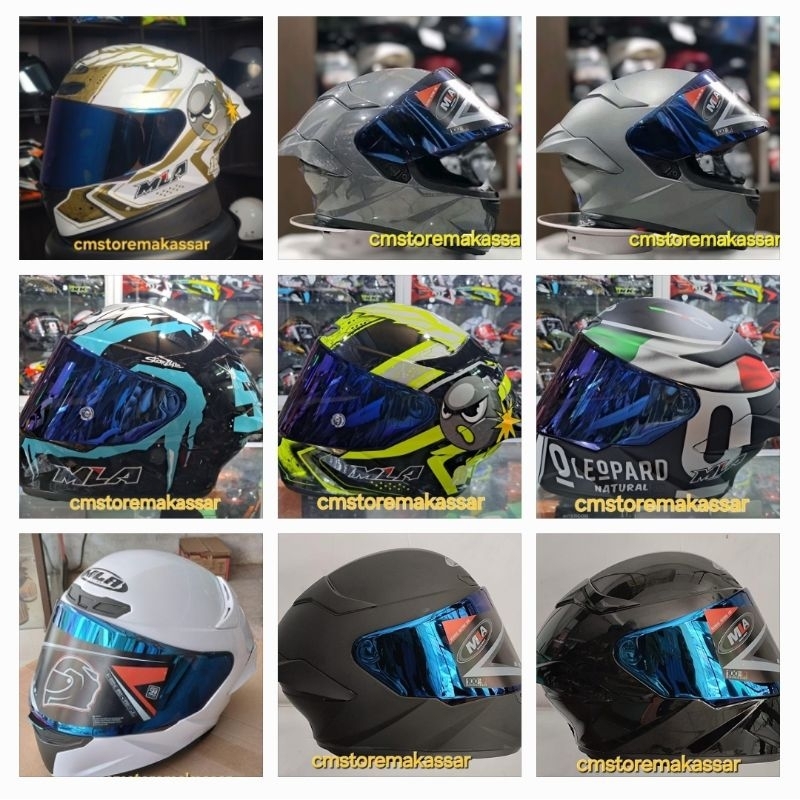 Helm MLA Crypton Full Face Flat Visor Iridium Blue Polos dan Motif SNI Model Mirip KYT TT Course / K