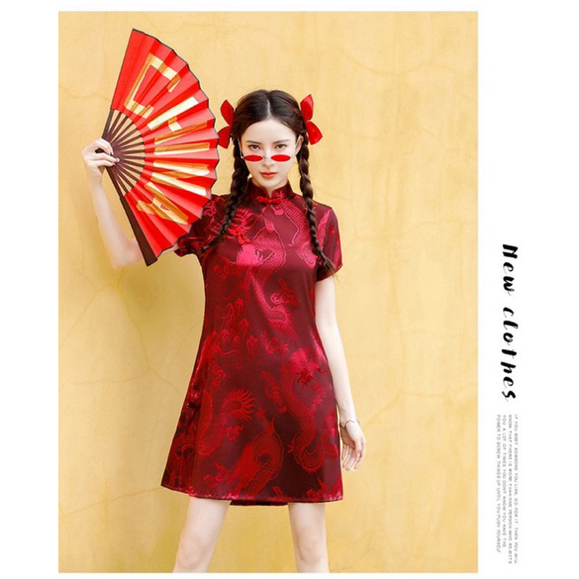 New Arrivals Dress cheongsam / Qipao dragon premium merah new collection new year 2025 BESTSELLER