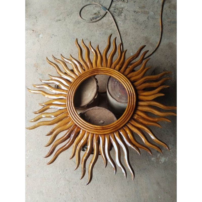 pigura cermin matahari pigura cermin bulat pigura cermin kayu pigura kayu jati