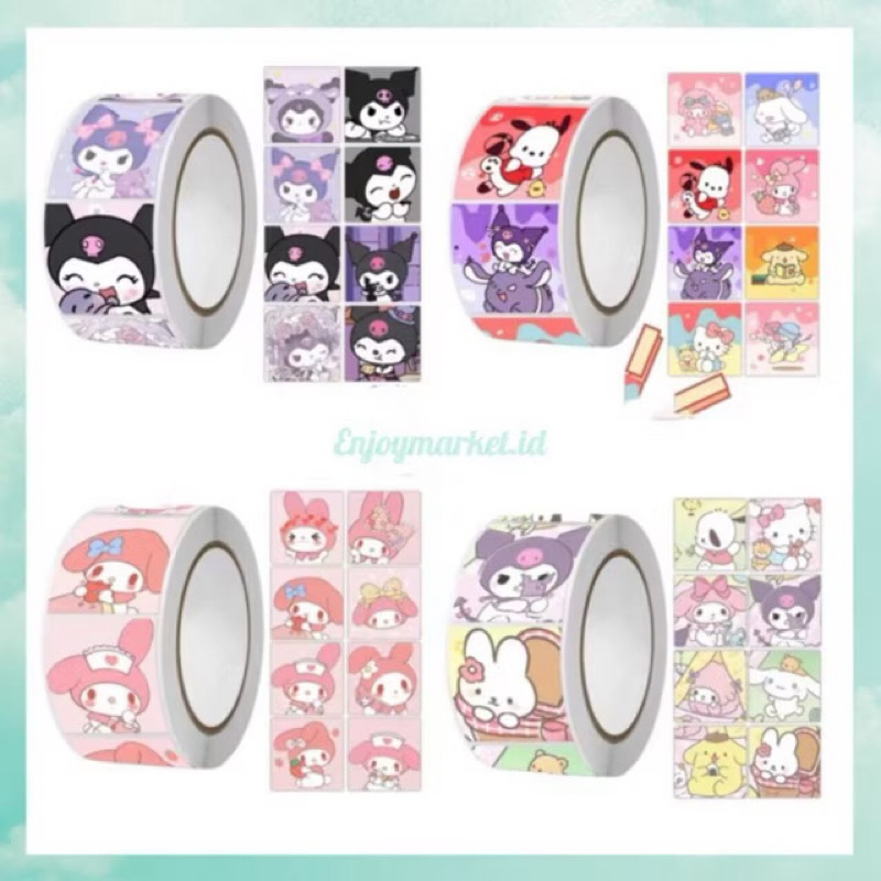 

500Pcs Stiker Lucu Roll Label Tempel Packaging Box Paket Motif Kartun Sticker 2,5 CM