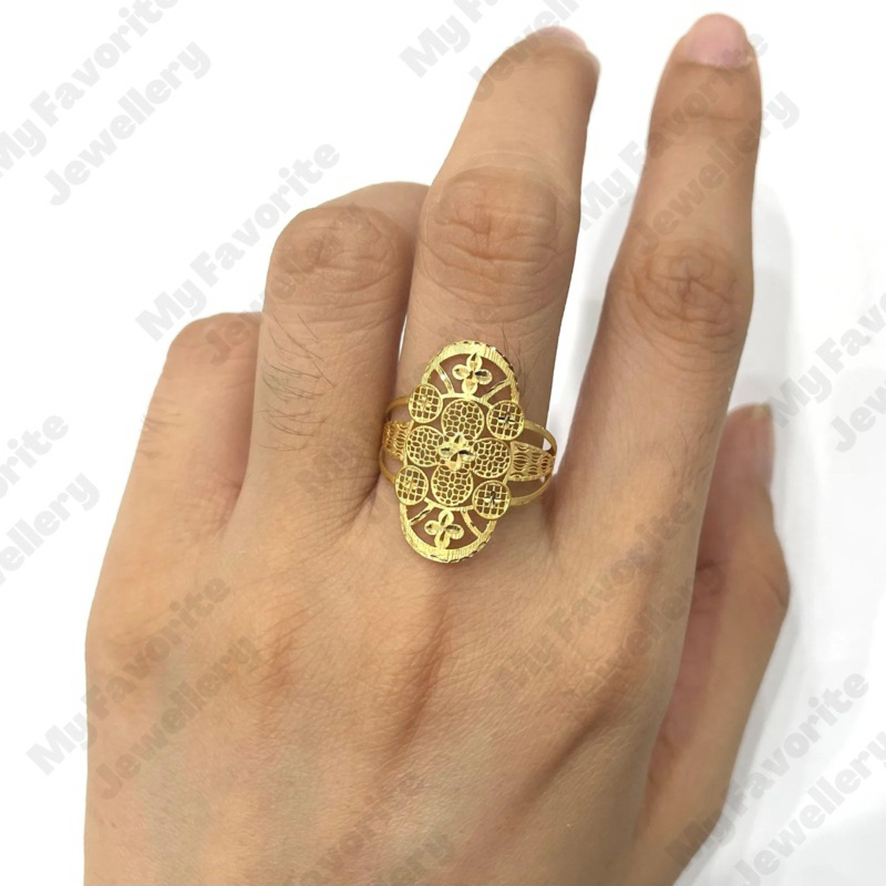 Cincin Kerawang Oval EMAS ASLI Uk18 Kadar 700 16K