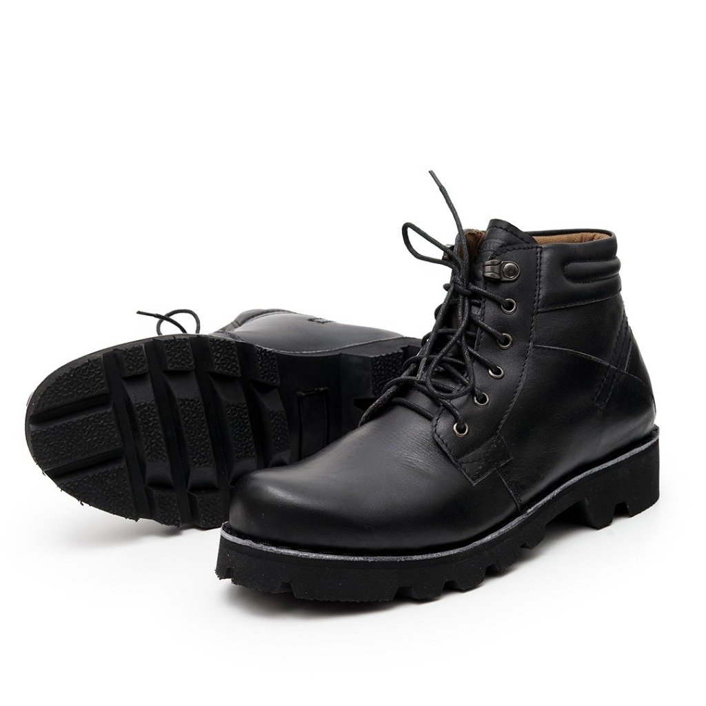 Steel toe cap Shoes Safety Boots Sepatu Ujung Besi Casual Hitam Kerja Kulit Sapi Asli