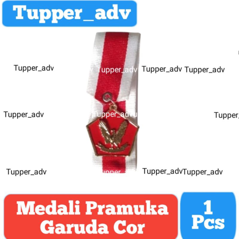 Medali Garuda Pramuka Logam Cor Penggalang (Merah) / Kalung Medali Pramuka Cor Logam Bijian
