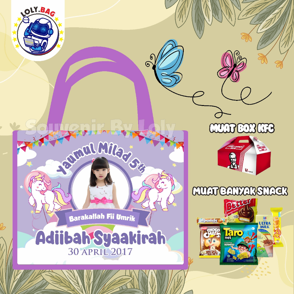 

Tas Ultah / Tas Ulang Tahun Murah/Goodie bag murah/souvenir ultah/Tas tema UNICORN