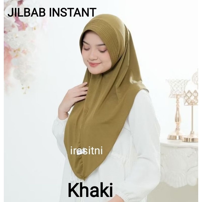 Hijab Instant Pad Khaki ASN PNS Pemda Jilbab Bergo Dinas Jersey