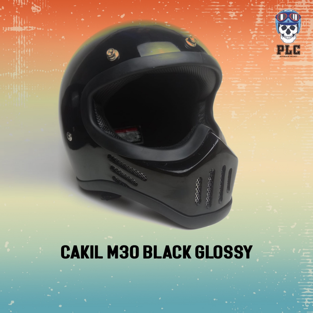 HELM CAKIL M30 RETRO HITAM CUSTOM HELM FULLFACE