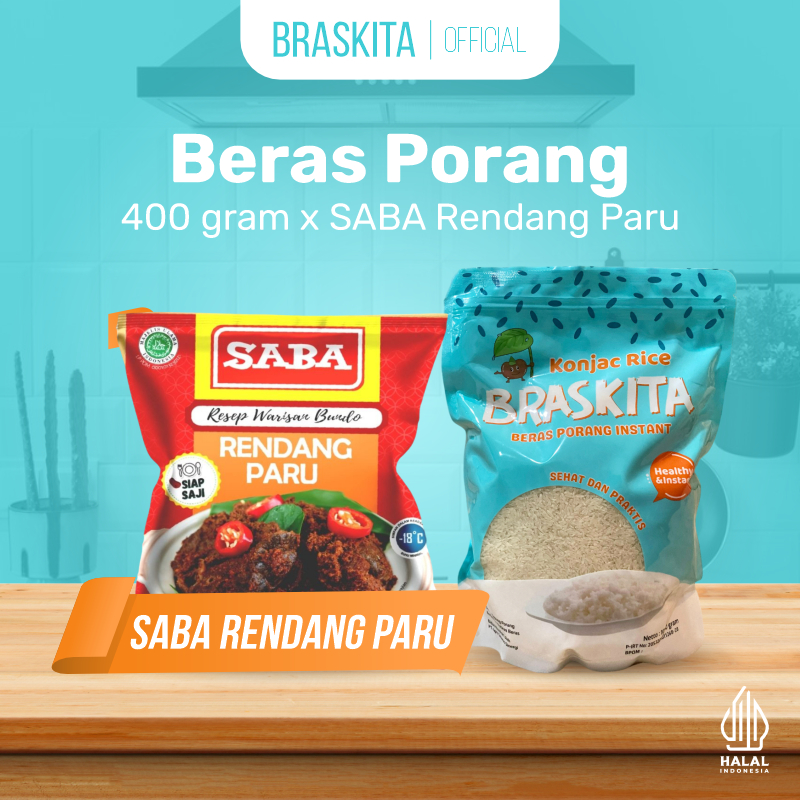 

[BUNDLING] Braskita Beras Porang 400gr + Daging Rendang 350gr