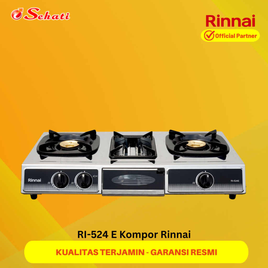 RINNAI RI-524 E Kompor Rinnai 3 Tungku Rinnai Kompor Pemanggang Stainless Steel