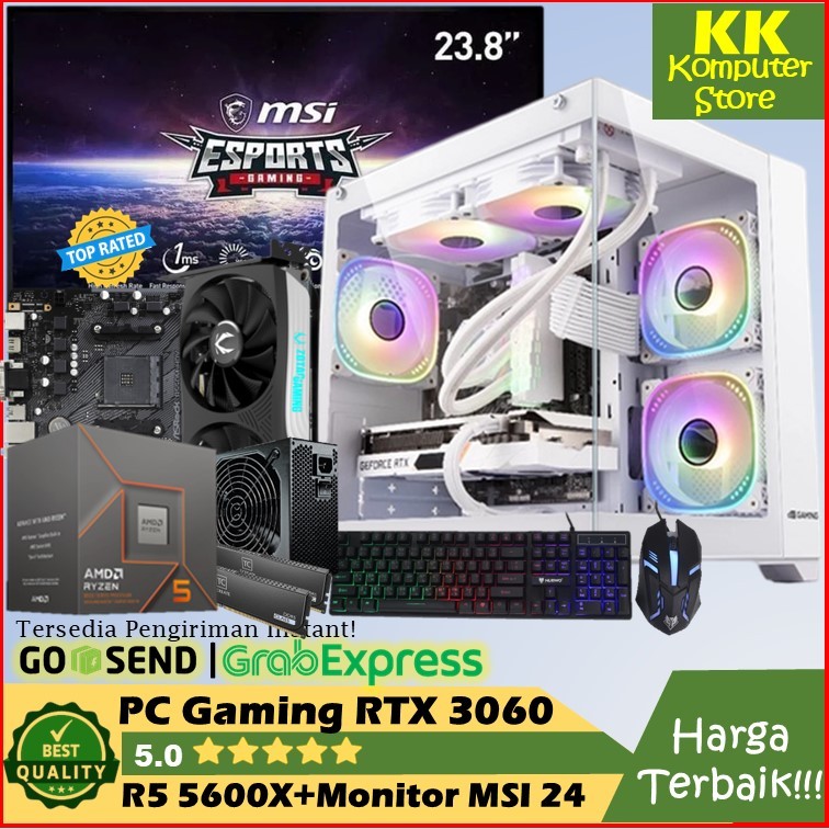 pc gaming amd ryzen 5 5600x | rtx 3060 12gb fulset monitor | pc rakitan ryzen 5 5600x | rtx 3060