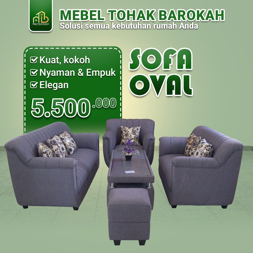 Sofa Oval, Sofa Premium, Elegan estetik dan Mewah