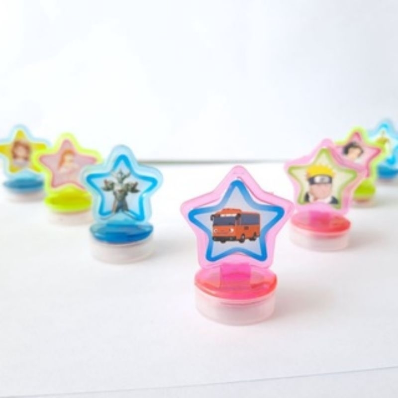 

10 Pcs Stempel Kecil Mainan Anak Bentuk Love bintang Karakter Random