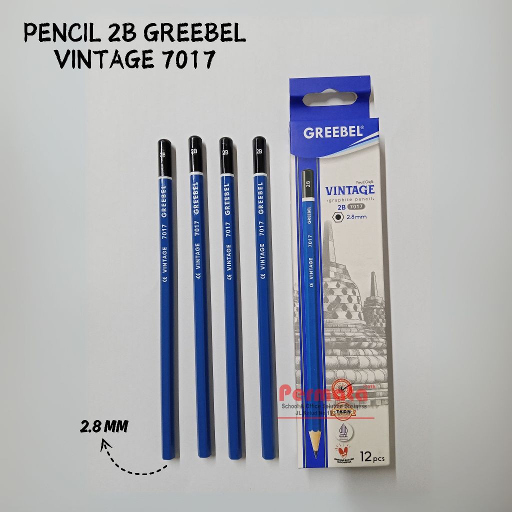 

GREEBEL Pencil Tulis / Pensil 2B 7017 Vintage Isi 12 Pcs Graphite Pensil Ujian Alat Tulis Sekolah