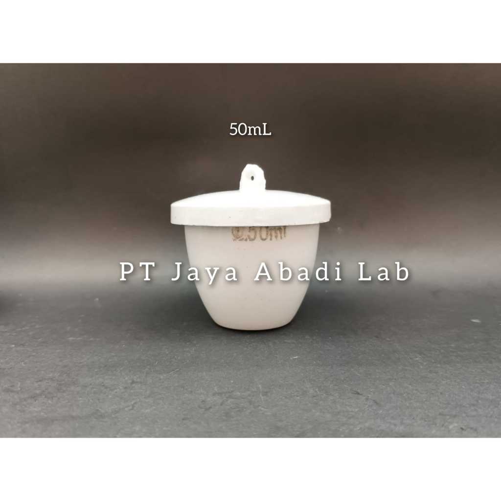 cawan krusibel krus crucible porcelain porselen porselin 50ml 50cc dan tutup