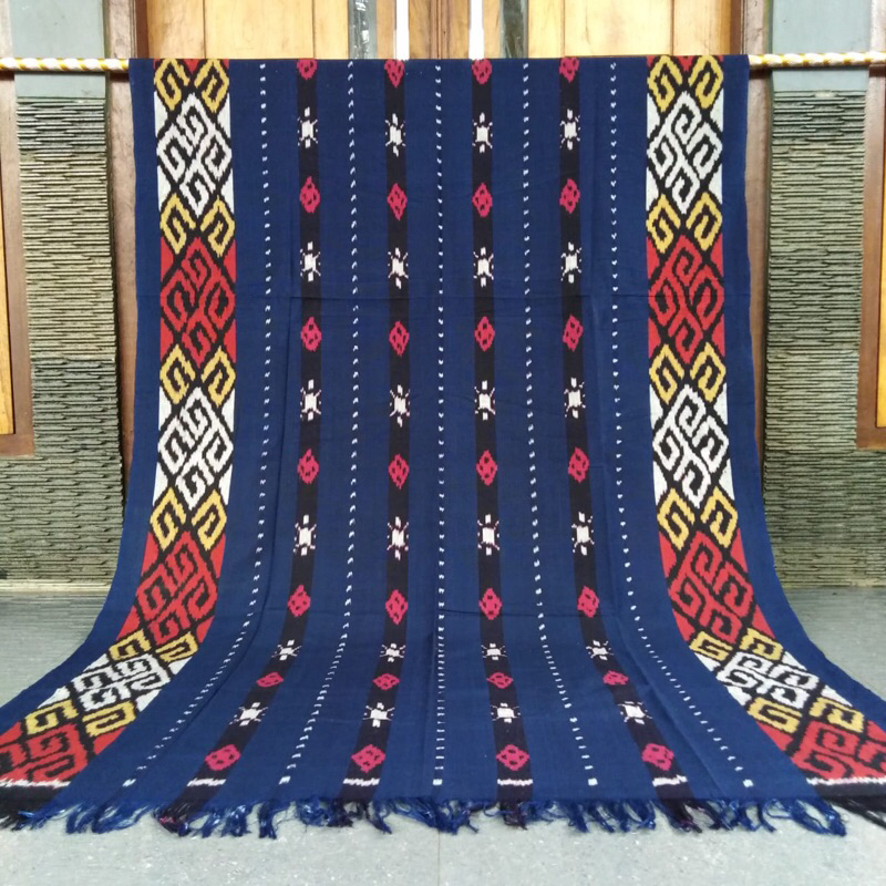 Kain Tenun Ikat Etnik Warna Biru Navy Tenun Troso Jepara