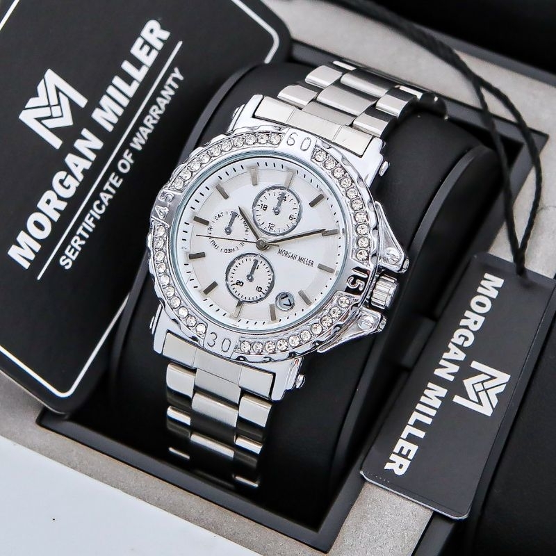 Morgan Miller-MM03 Jam Tangan Wanita Original Rantai Stanliess Tanggal Aktif