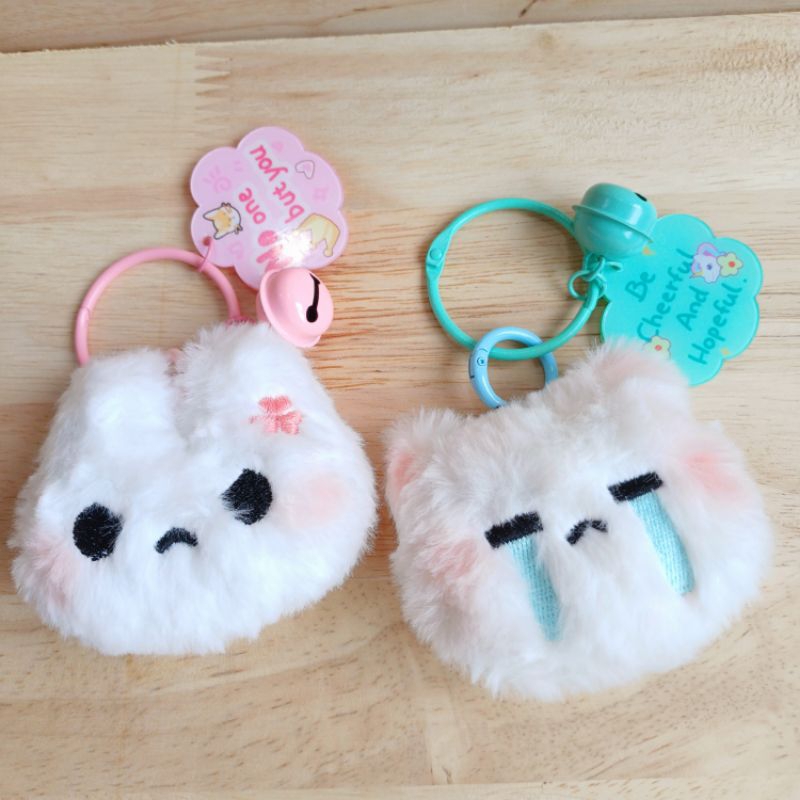 Gantungan kunci HP boneka bunny marah kucing nangis