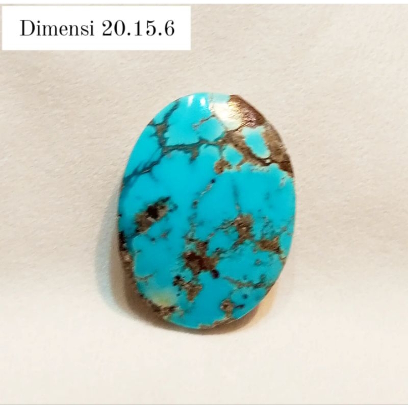 Original Batu Pirus Persia Blue Fancy Urat Emas