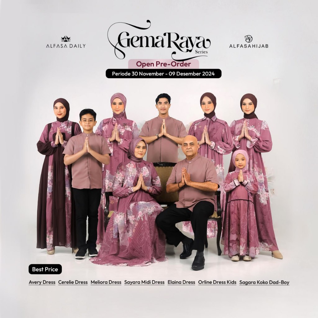 Sarimbit Gema Raya Series Meliora Cerelie Dress ~ Anneth Scarf Tryspan Soft Ceruty Babydoll Premium 