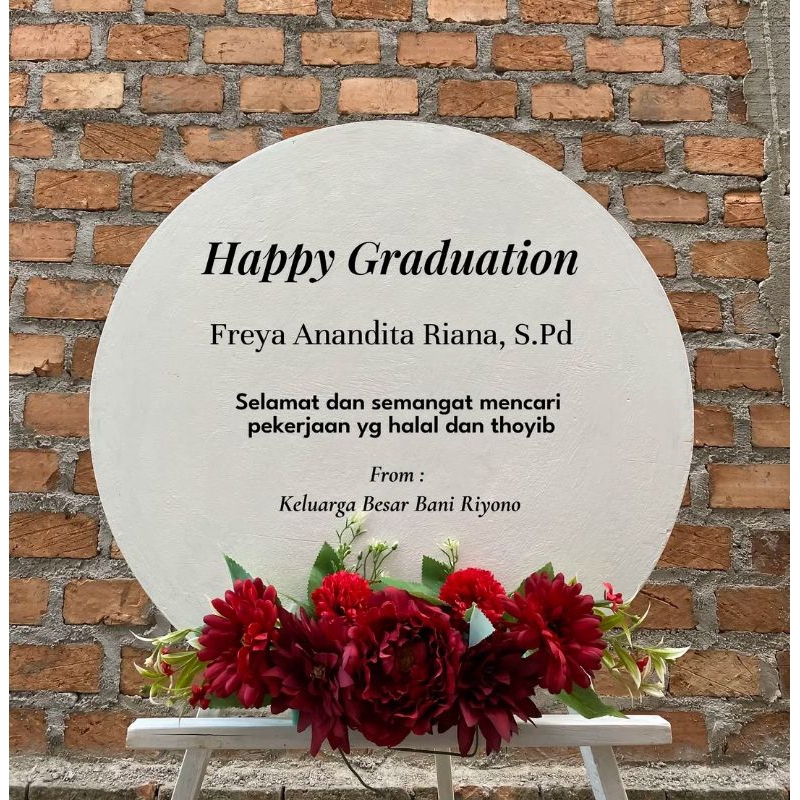 ARSEGA - Custom Sticker Tulisan Graduation Lulusan Ucapan Selamat Papan Bunga Flower Box Sign Akrili