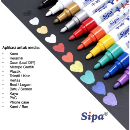 

Spidol Kain Permanen Fluorescent Ban Kayu Kaca Keramik Kertas Logam Textile SIPA SP110 Tahan Air Oil Base-ink Harga Satuan