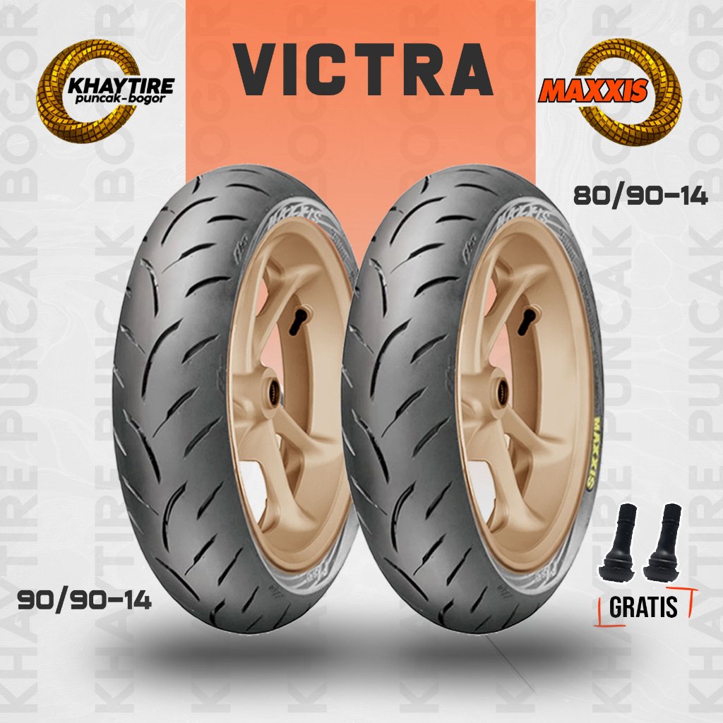 Sepasang Ban Motor Matic - MAXXIS VICTRA 80/90 & 90/90 Ring 14 Tubeles