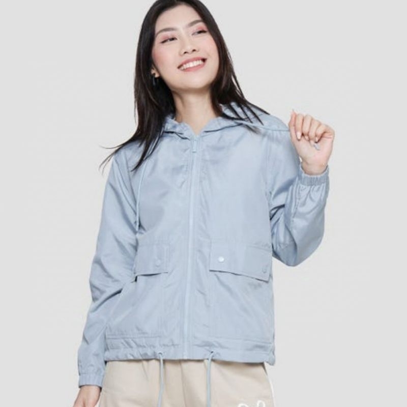 Nevada jacket biru zipper pocket wanita