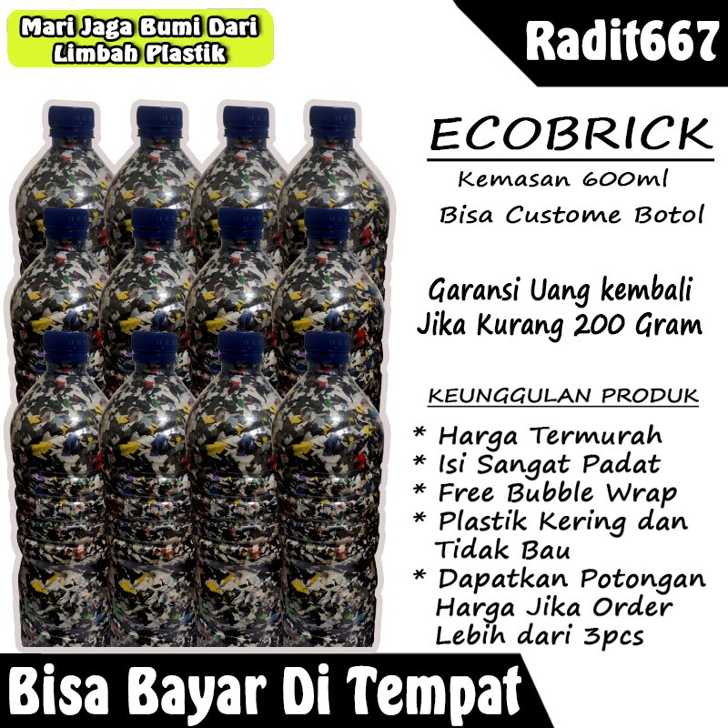 Ecobrick Botol Aqua Ekobrik Ecobrick Ecobrik Ekobrik 600ml Berat 200-250 Gram Garansi Uang Kembali