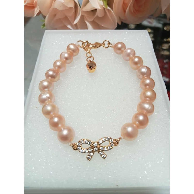 Mutiara lombok air tawar gelang wanita pink