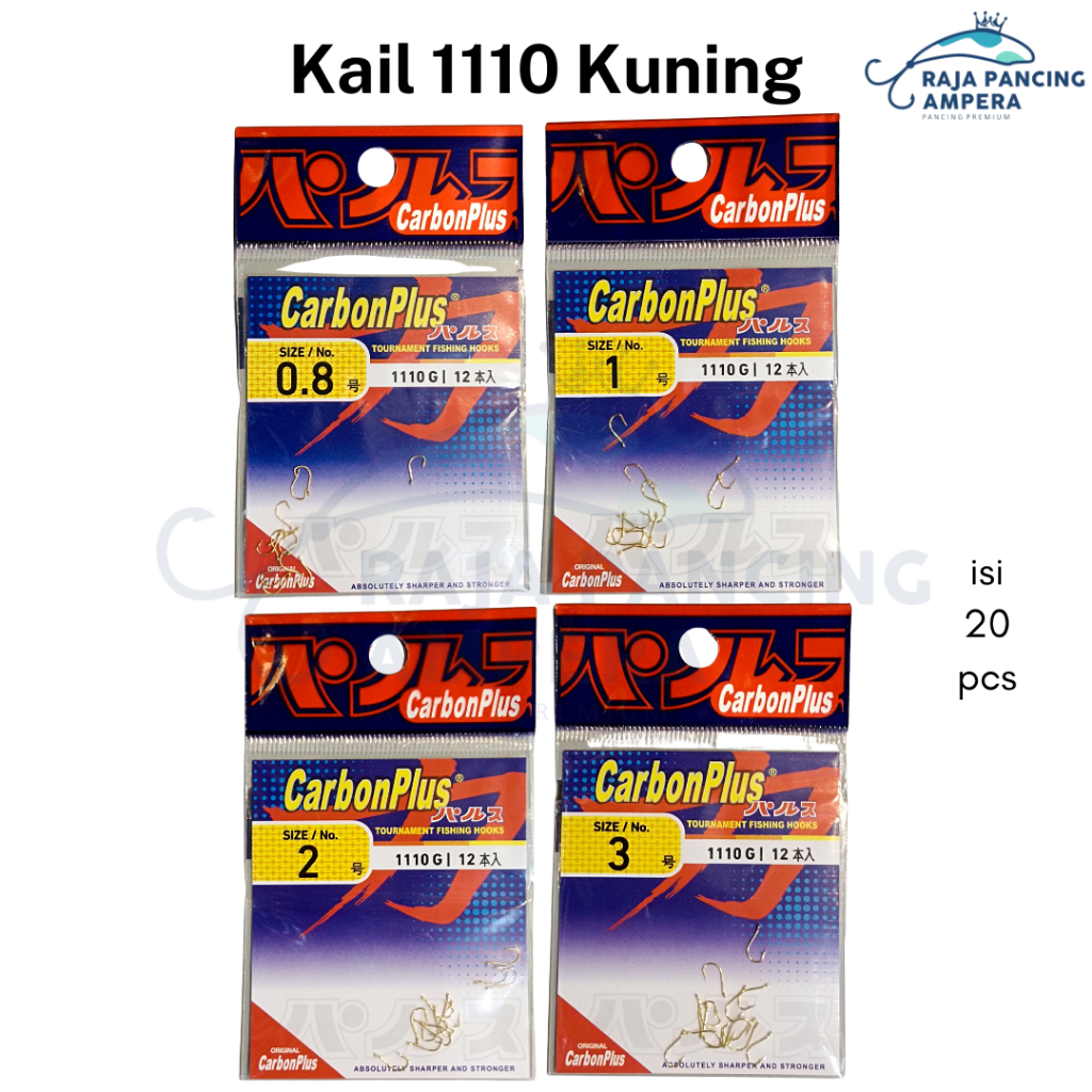 Mata Pancing Carbon Plus 1110 G Kail Sepat warna kuning emas gold berlubang isi 12 pcs