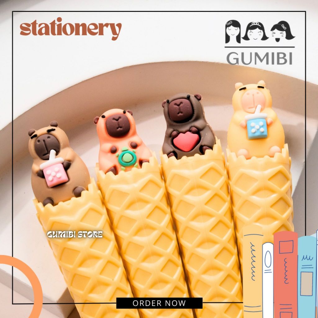 

PULPEN CAPYBARA PEN GEL ICE CREAM CONE CAPPYBARA KAPIBARA PENA BOLPEN ES KRIM CAPYBARA CUTE LUCU TERMURAH GUMIBI STORE