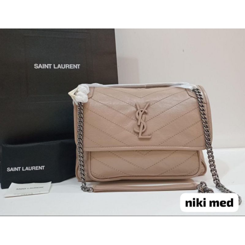 NEW YSL SAINT LAURENT Niki medium beige / nude rhw
