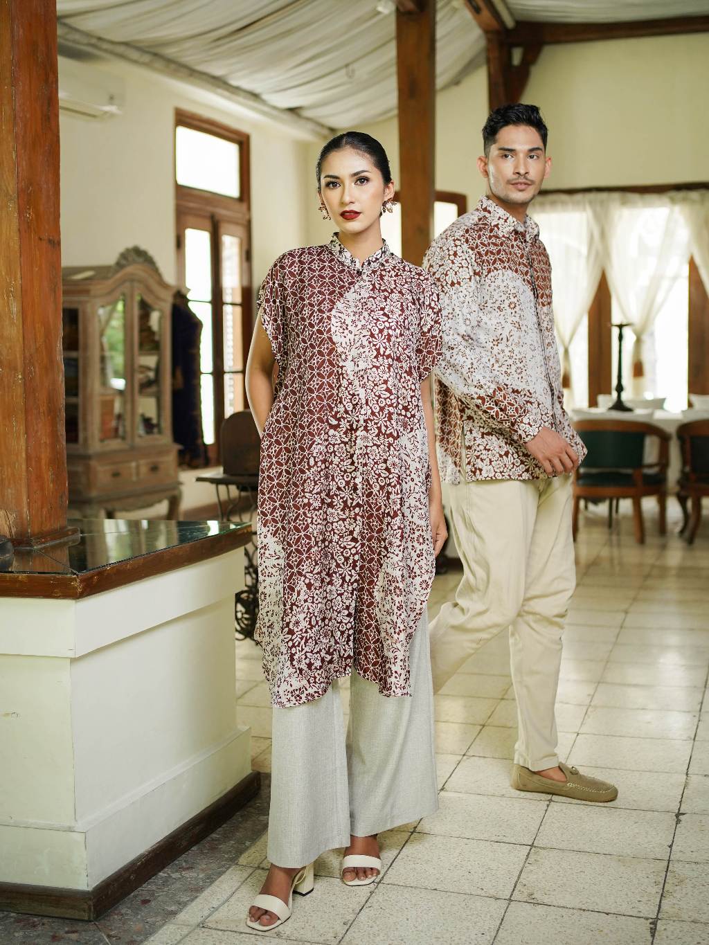 MARGARIA BATIK - Blouse & Kemeja Bahan Dobby Viscose - Blouse Batik Wanita - Kemeja Batik Pria Lenga