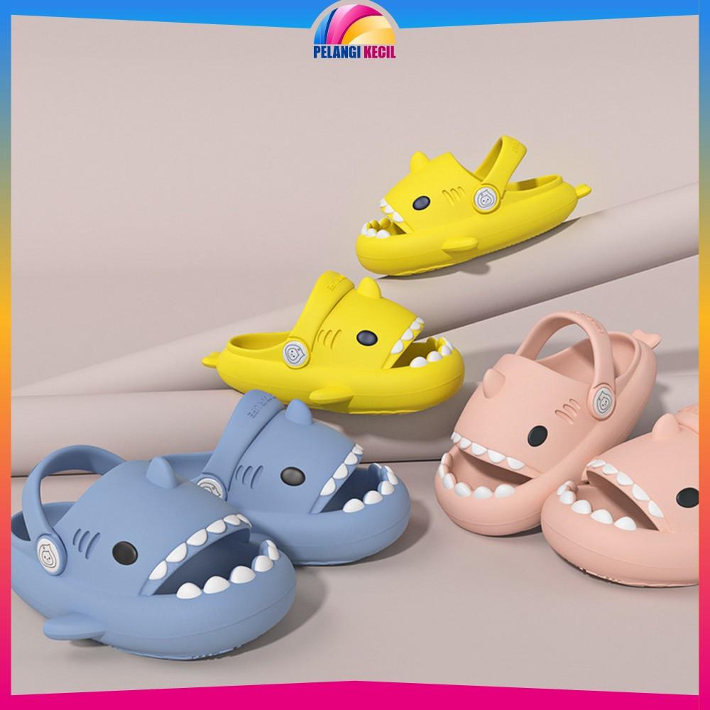 Sendal Selop Anak Bahan EVA Dengan Tali Belakang Karakter Hiu Gemoy / Sandal Anak Anti Slip Unisex /