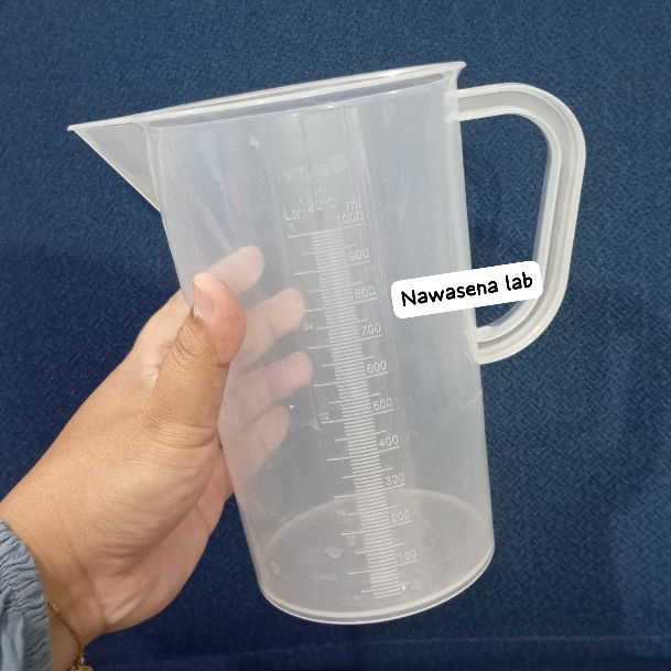 Graduated Pitcher PP 1000ml Transparent Teko Ukur Laboratory 1L Vitlab