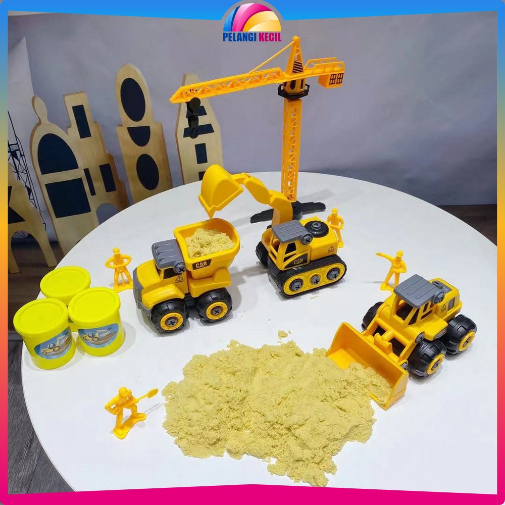 Mainan Alat Berat Beko Truk Loader / Set Mobil Truk Konstruksi Bongkar Pasang / Mainan Edukasi Anak 