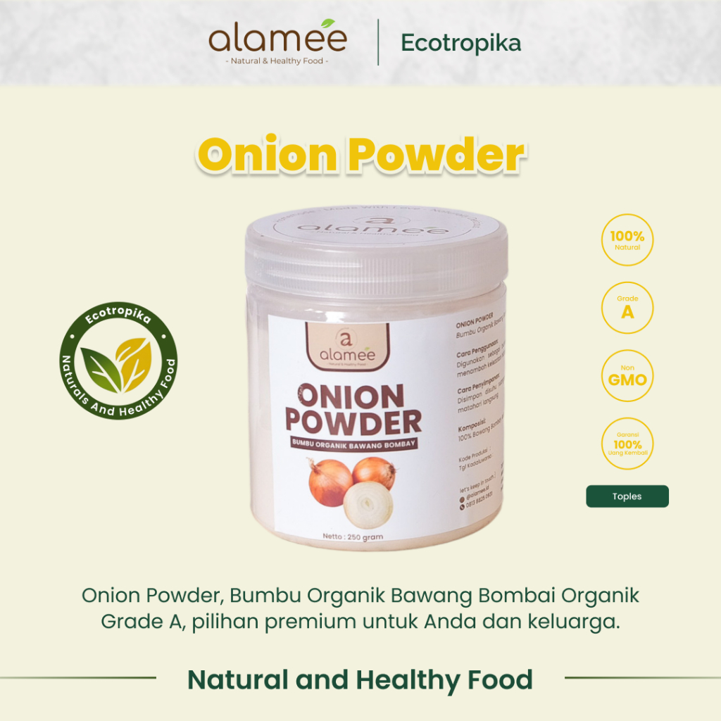 

Bawang Bombay Bubuk Onion Powder Ground Spice Bumbu Bombai Dapur Organik Tanpa Campuran Premium 250g