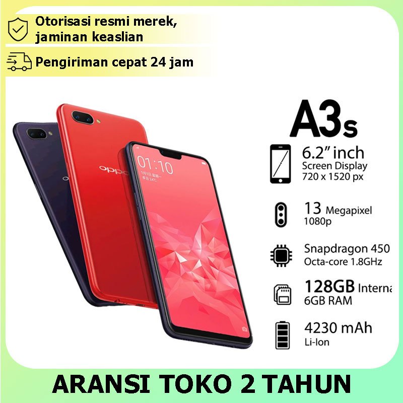 hp OPPO A3S ram 6/128GB 4G LTE Smartphone GARANSI 1 TAHUN 99% Baru