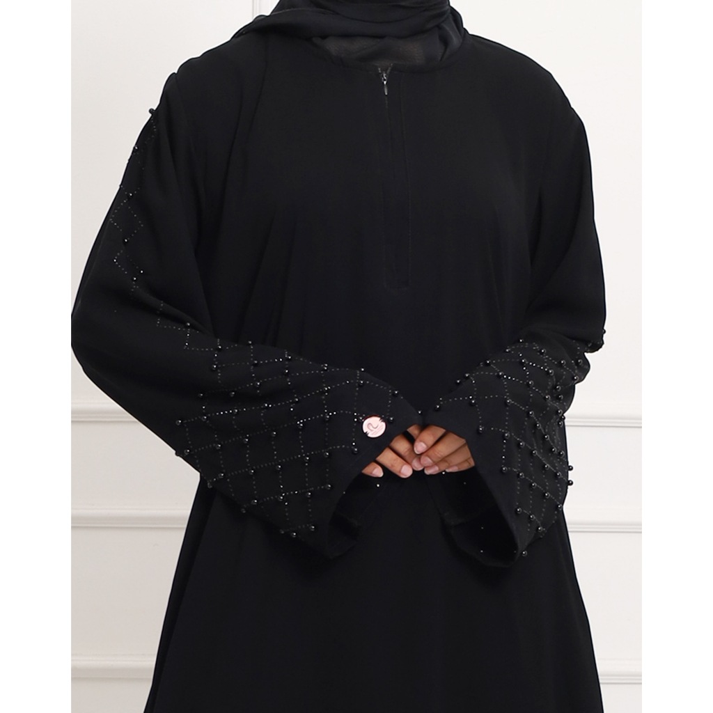 Abaya hitam ameera gamis kristal mutiara hitam busui by aima abaya