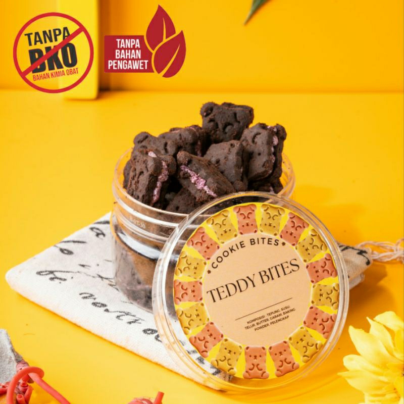 

Teddy Bites - cookies coklat dengan krim ubi ungu & buah bit asli / cookies anak sehat / tanpa bahan pengawet / tanpa pemanis buatan 200ml (COOKIE BITES)