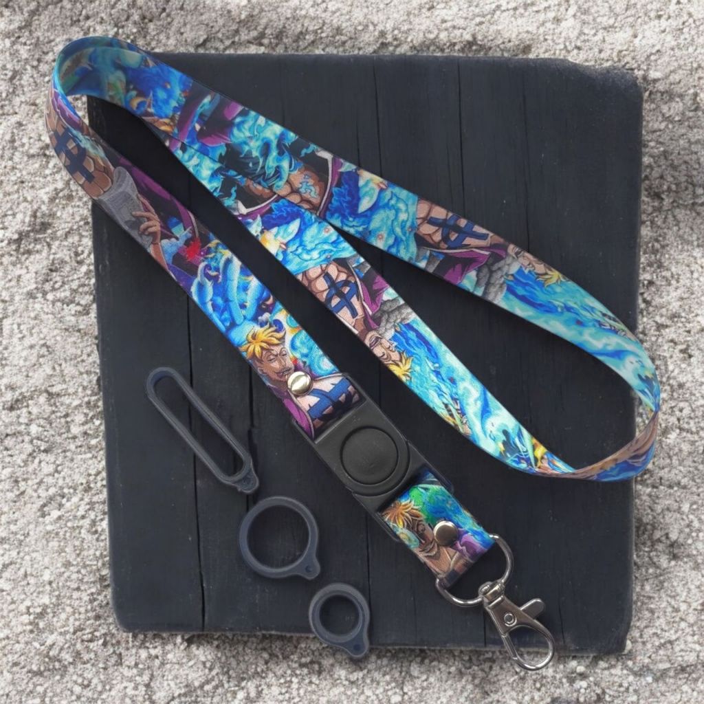 

Lanyard 2 Cm Motif ONE PIECE BLUE Bonus 3 Karet