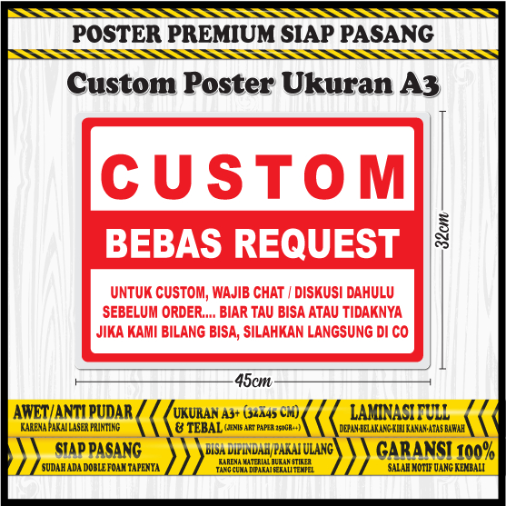 

Custom Poster Premium Ukuran A3 - 32x45cm